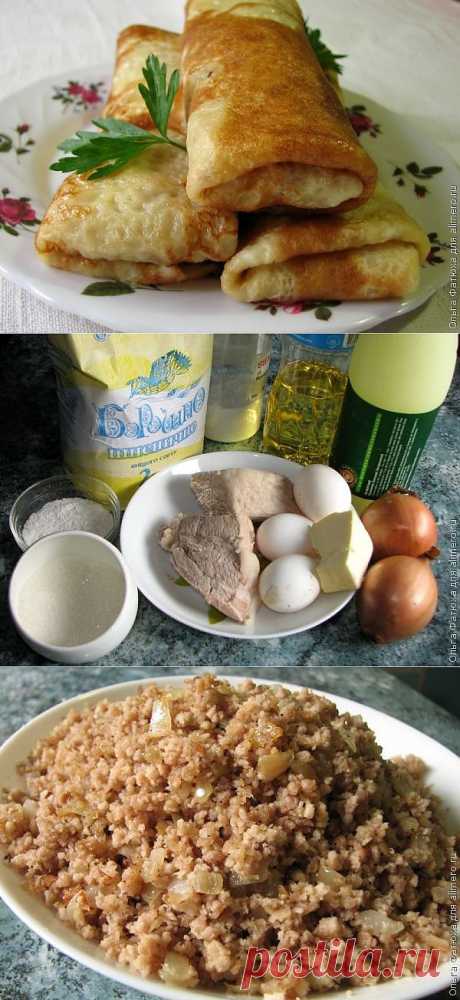 Блины с мясом / Рецепты с фото