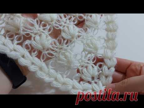 Как связать треугольную шаль крючком / Легкие схемы вязания шали крючком / Вязаная шаль крючком