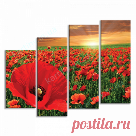 Модульная картина Поле маков купить в Киеве, цена в Украине | Kartiny