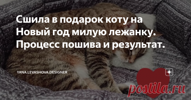 Сшила в подарок коту на Новый год милую лежанку. Процесс пошива и результат.