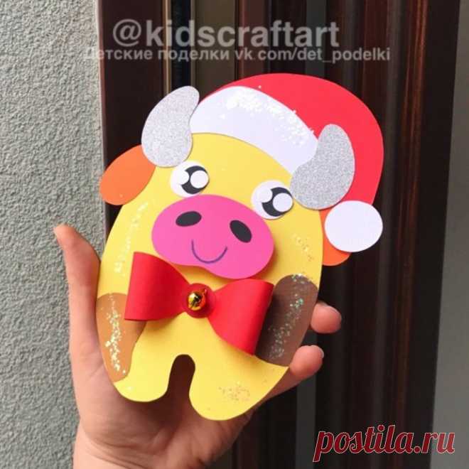 Зимние новогодние поделки: подвеска-бычок