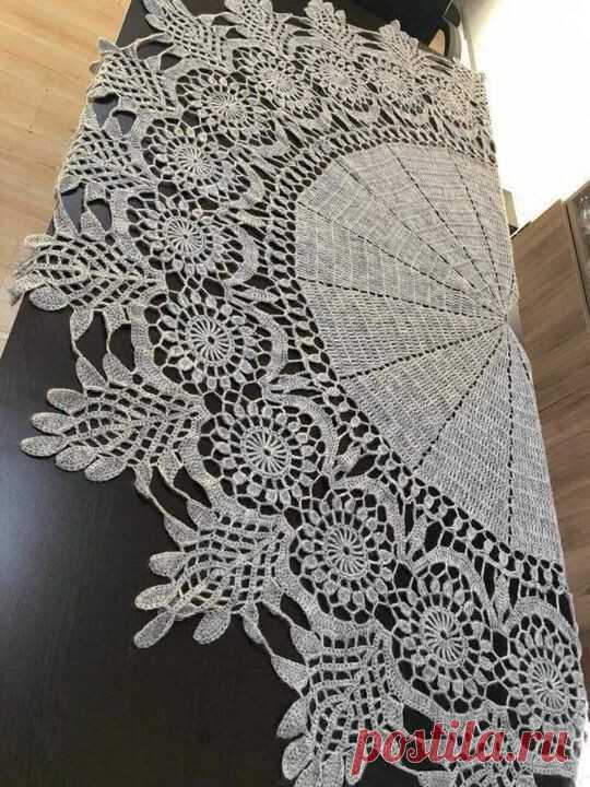 Серая шаль. Крючок.