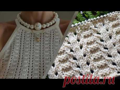 Очень эффектно смотрится! 🌹 Ажурно-рельефный узор спицами. knitting pattern.