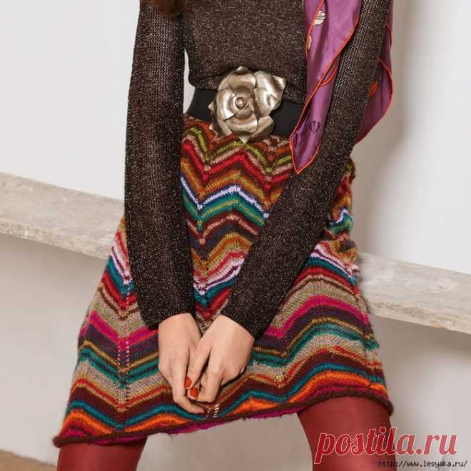 Стильная, яркая юбка в стиле Missoni спицами!