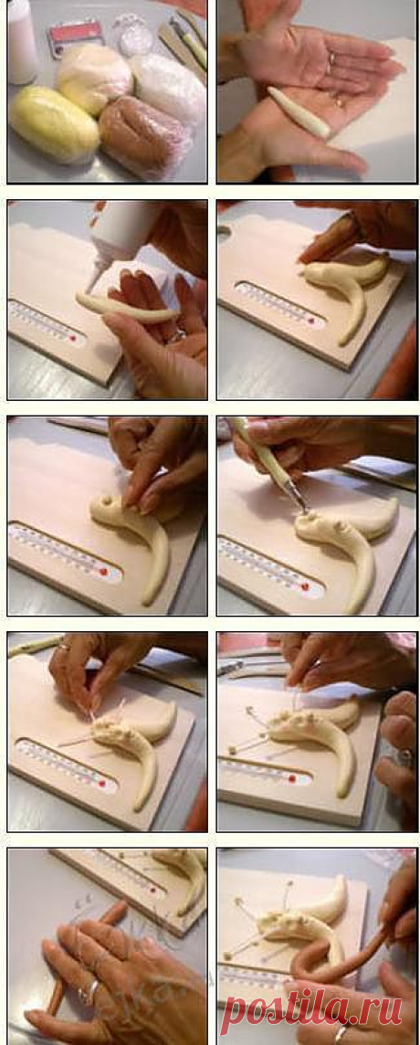 Доска с термометром, поделка из холодного фарфора.