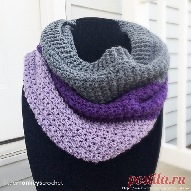 ​Снуд крючком COMFY SQUARES COLOR BLOCK