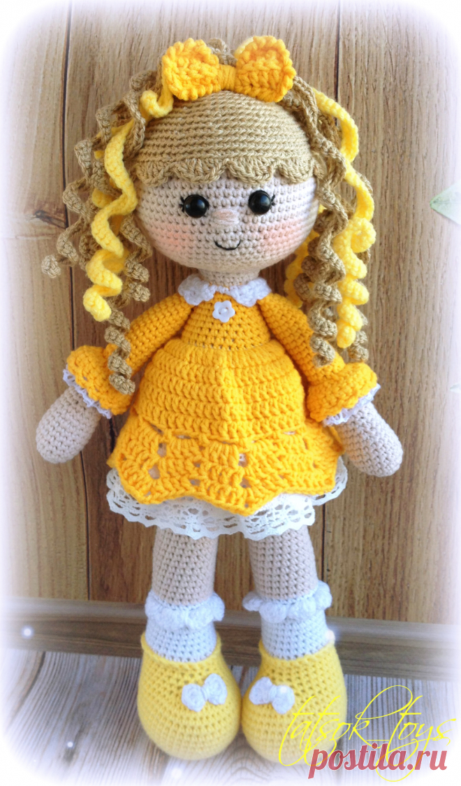 PDF Солнечная девочка Солей крючком. FREE crochet pattern; Аmigurumi doll patterns. Амигуруми схемы и описания на русском. Вязаные игрушки и поделки своими руками #amimore - большая кукла, куколка, девочка.