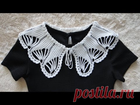 Школьный воротник "Крыло бабочки" крючком. Crochet collar