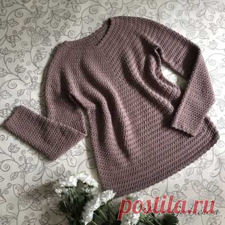 Джемпер/пуловер из Gazzal Baby Cotton, крючок 2,5, вес 525 гр.
Простой, базовый, без выкрутасов