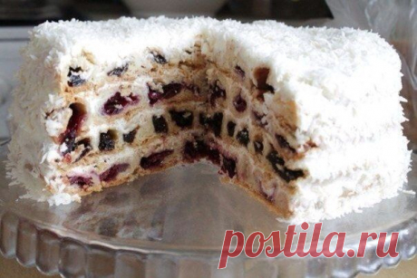 Любителям песочно-ягодных лакомств;) Торт «Вишня в снегу» — Вкусные рецепты