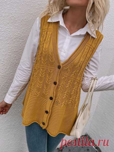 Вязаные жилеты с пуговицами: как попасть в модный тренд 2026 | Рукоделие Светлана Лосева Вязание | Дзен