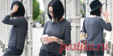 Пуловер с боковыми разрезами Beckett Женский пуловер спицами без швов с боковыми разрезами. Пуловер с боковыми разрезами и удлинённой спинкой, вязаный спицами сверху вниз с формированием регланом.