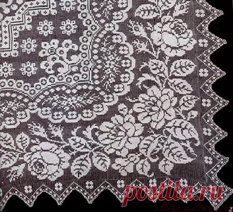 Винтажное покрывало. Схема из бабушкиного сундука Филейное винтажное покрывало, схема  вязания крючком из бабушкиного сундука