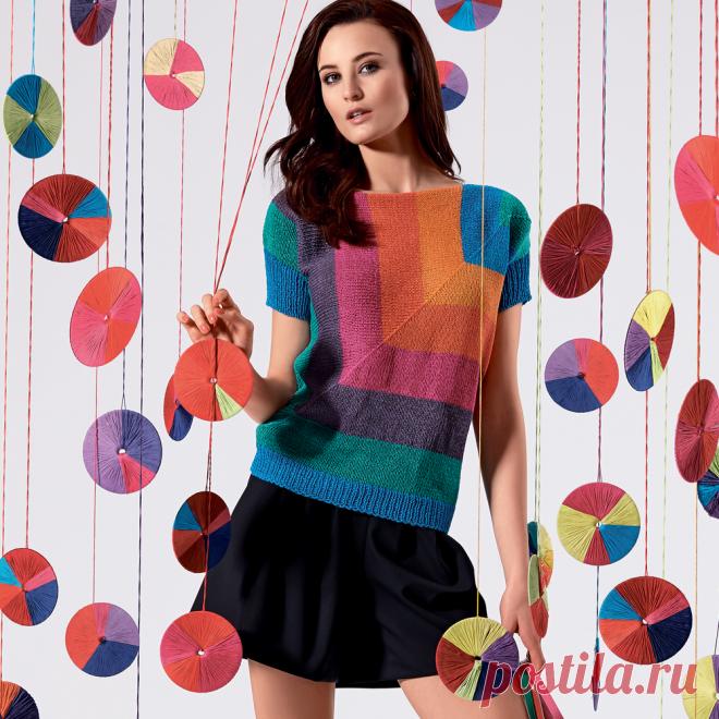 Джемпер с геометрическим диагональным узором - схема вязания спицами. Вяжем Джемперы на Verena.ru