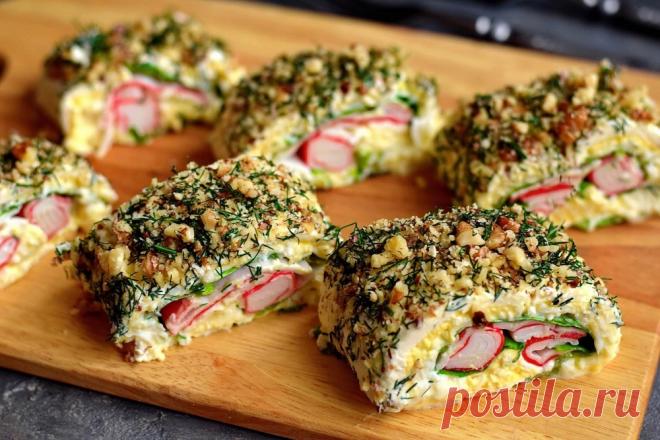 Закуска из плавленых сырков с крабовыми палочками