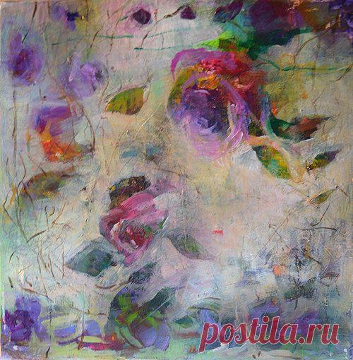 CLIMBING ROSES Original Abstract Painting on от Paulina722 на Etsy