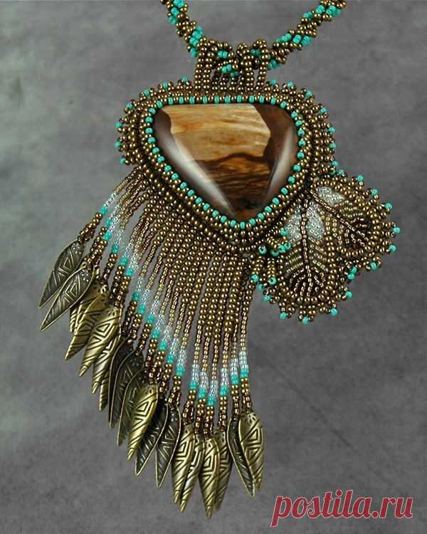 (11) ~~View From The Canyon Necklace ~ Bead artwork by Sue Horine~~ | Bead Embroidered Pendants