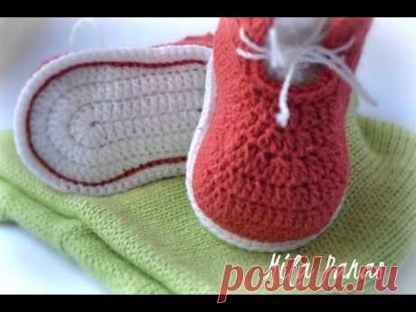 Подробное видео по вязанию стопы для пинеток крючком - YouTube
