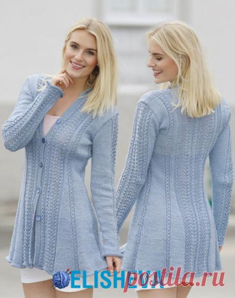 Нежная кофточка "Blue Bird Song" от Drops Design спицами