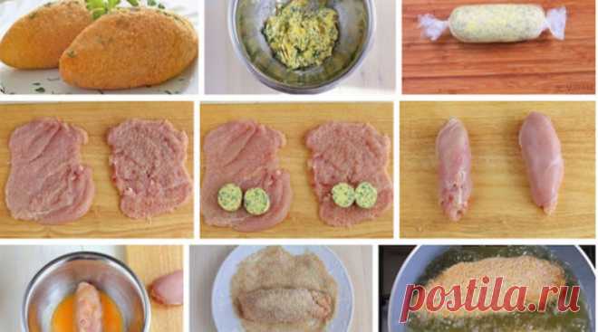 Легендарный рецепт: Котлеты по-киевски - Четыре вкуса - медиаплатформа МирТесен Ингредиенты ✓ 4 шт. филе куриное ✓ 2 шт. яйца куриные ✓ 100 г масло сливочное ✓ 400 г масло подсолнечное ✓ сухари панировочные ✓ пучок зелень ✓ по вкусу соль ✓ по вкусу перец черный Рецепт приготовления Измельчить петрушку. В миске смешать сливочное масло с петрушкой. Завернуть сливочное масло в...