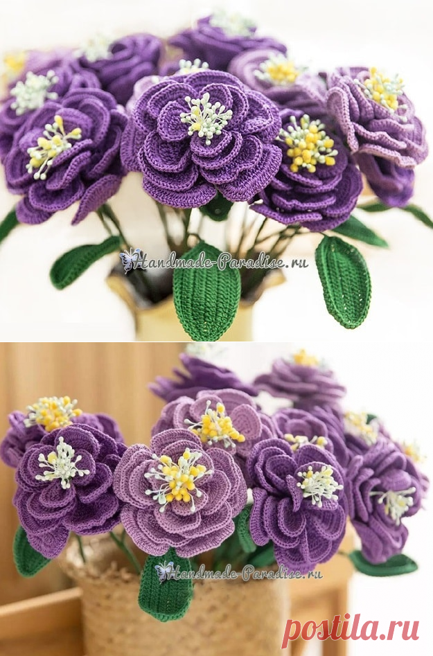 Японская роза крючком. Схемы вязания - Handmade-Paradise
