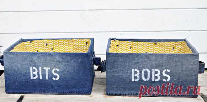 DIY Storage Box Using Denim (Ikea Pingla Hack) - Pillar Box Blue