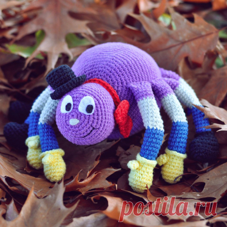 PDF Паучок Порфирьич крючком. FREE crochet pattern; Аmigurumi doll patterns. Амигуруми схемы и описания на русском. Вязаные игрушки и поделки своими руками #amimore - Паук, паучок.