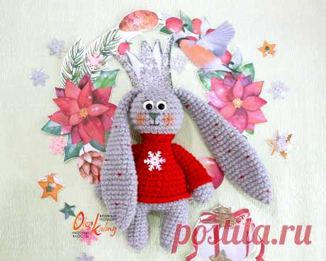 PDF Зайка в свитере крючком. FREE crochet pattern; Аmigurumi animal patterns. Амигуруми схемы и описания на русском. Вязаные игрушки и поделки своими руками #amimore - зайка в свитере из обычной пряжи, заяц, зайчик, кролик, зайчонок, крольчонок.