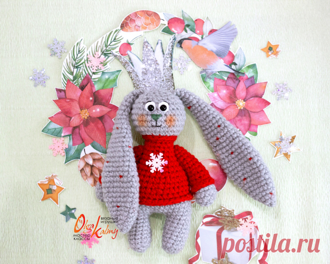 PDF Зайка в свитере крючком. FREE crochet pattern; Аmigurumi animal patterns. Амигуруми схемы и описания на русском. Вязаные игрушки и поделки своими руками #amimore - зайка в свитере из обычной пряжи, заяц, зайчик, кролик, зайчонок, крольчонок.