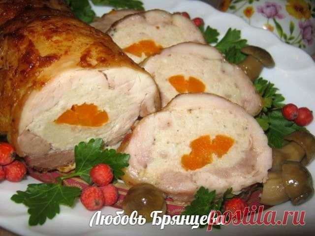 Праздничный куриный рулет из бедра курицы - пошаговый рецепт.