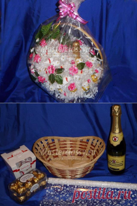 Подарки из конфет своими руками. Корзинка с шампанским. Часть 1. Мастер-класс с пошаговыми фото