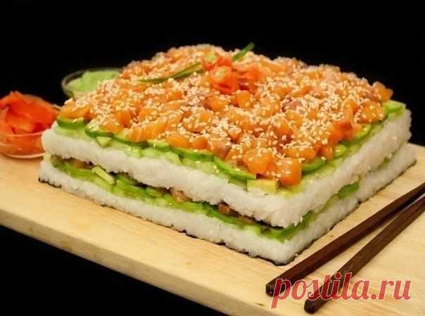 Надоели традиционные суши и роллы? Приготовь суши-торт — Вкусные рецепты