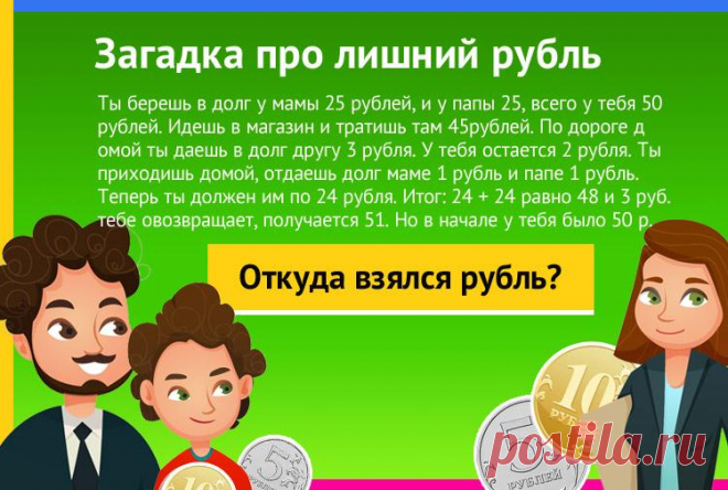 Ты берешь в долг у мамы 25 рублей и у папы 25 - Загадка
