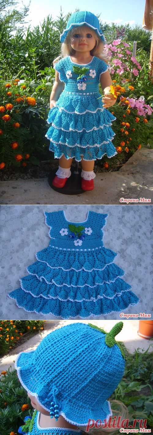 Колокольчик: платье и шапочка для девочки крючком