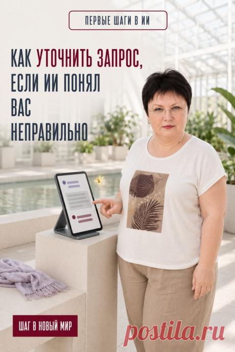 Если ответ ИИ оказался не таким, как вы ожидали, не обязательно начинать разговор заново. Продолжите тот же диалог и уточните, что нужно изменить: «Я имела в виду другое», «Учти эти условия», «Объясни проще» или «Приведи пример из жизни».

Полезная привычка: получить ответ → оценить → уточнить → продолжить. Сохраните эту подсказку, чтобы помнить: иногда достаточно одного понятного уточнения, чтобы получить более подходящий ответ.