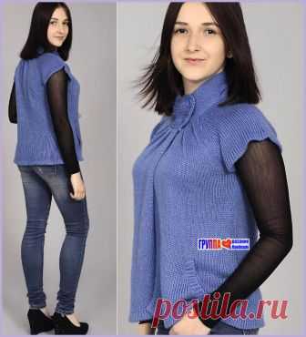 Жилет с воротником и карманами