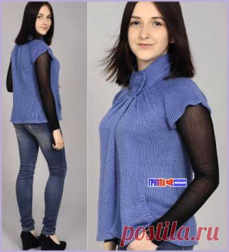 Жилет с воротником и карманами