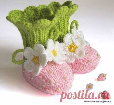 Розовые Клубничные Пинетки