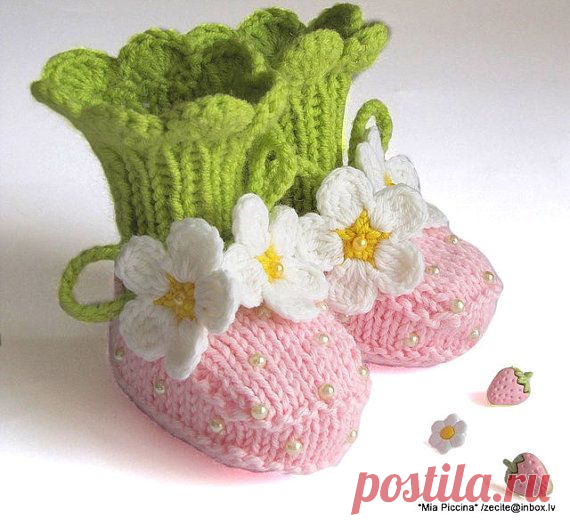 Розовые Клубничные Пинетки