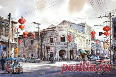 Акварели. Тайский художник Танакорн Чаиджинда (Thanakorn Chaijinda)