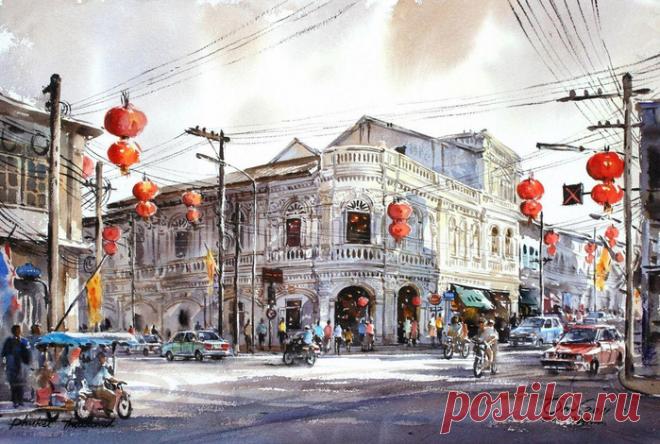 Акварели. Тайский художник Танакорн Чаиджинда (Thanakorn Chaijinda)