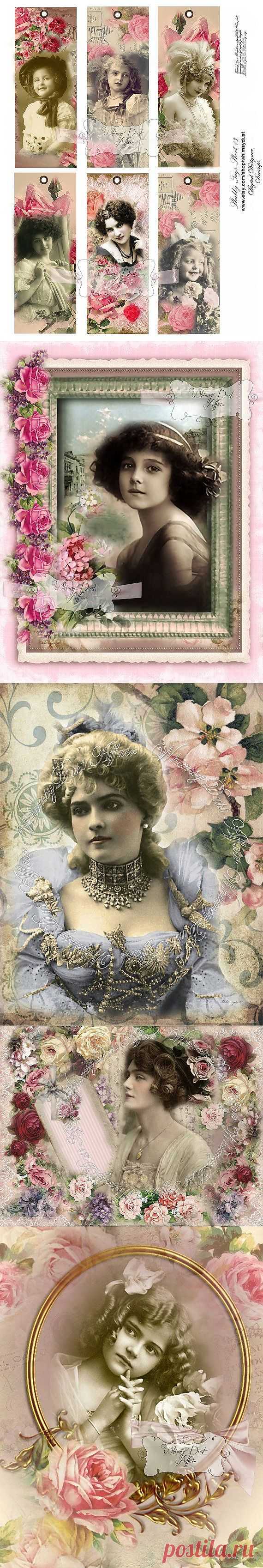Винтажные коллажи с etsy.com.