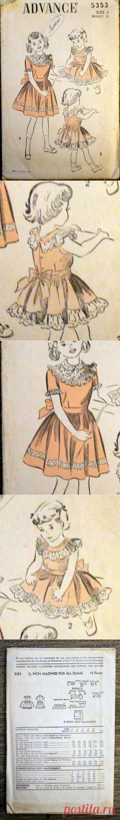 1940s Advance 5353 sewing pattern Girl's size 3 dress | Etsy