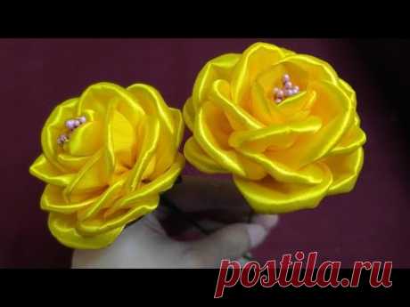 CARA MEMBUAT  MAWAR KUNING/YELLOW ROSE DARI PITA SATIN | DIY