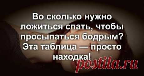 Во сколько нужно ложиться спать, чтобы просыпаться бодрым? Эта таблица — просто находка