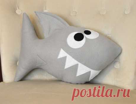 Shark Plush Pillow -Chomp the Shark Plush Pillow- NEW BEDBUGGS DESIGN. $26.00, via Etsy.
