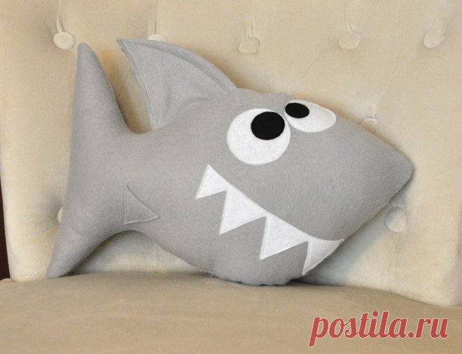 Shark Plush Pillow -Chomp the Shark Plush Pillow- NEW BEDBUGGS DESIGN. $26.00, via Etsy.