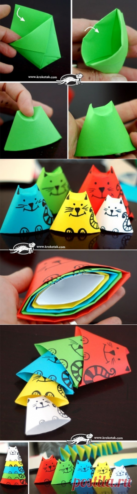 Коты-матрёшки из бумаги — Поделки с детьми