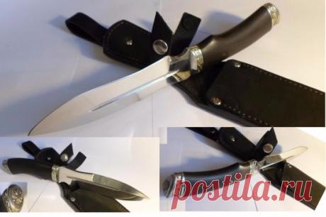 Нож КАРАТЕЛЬ
из 95Х18 (59 ед. по Роквеллу). Клинок 165*45*4 мм. Притин и пятка из
мельхиора, рукоять из граба.