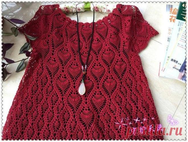 Летнее платье узором ананас. Летнее кружевное платье крючком | Вязание для всей семьи